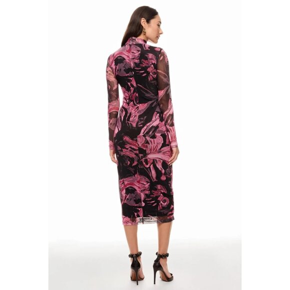Prabal Gurung Abstract Floral Mesh Midi Dress Size M - Picture 2 of 16